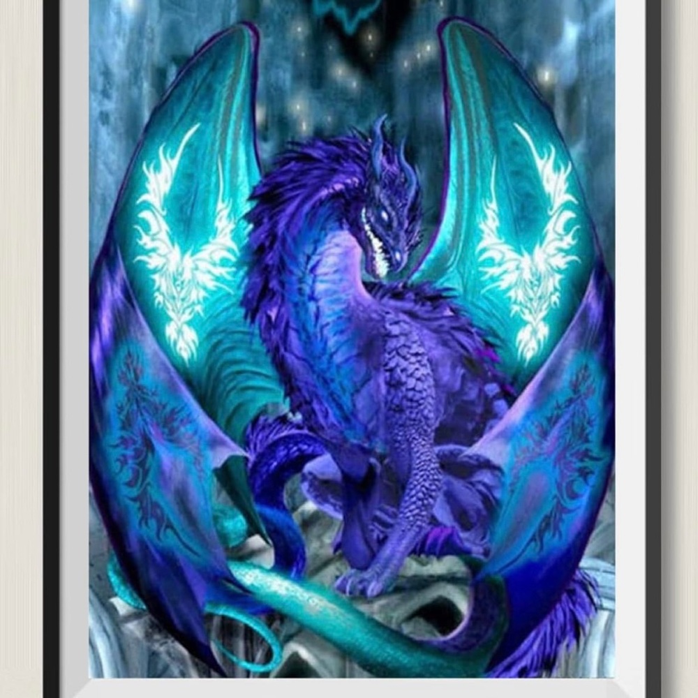 5D Diamond Painting Art Craft Kit Blue Dragon Paint By Numbers DIY Set 30x40